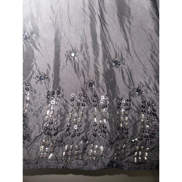 Chico's Dresses & Skirts - Chicos Silk Sequin Beaded Midi Skirt Gray Size 2 Womens Evening Dressy Elegant